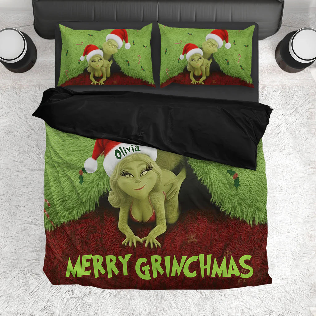 What I Love Doing Most This Grinchmas - Personalized Stole Christmas Bedding Set