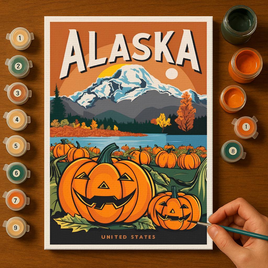 Halloween Alaska US State - Paint by numbers kit