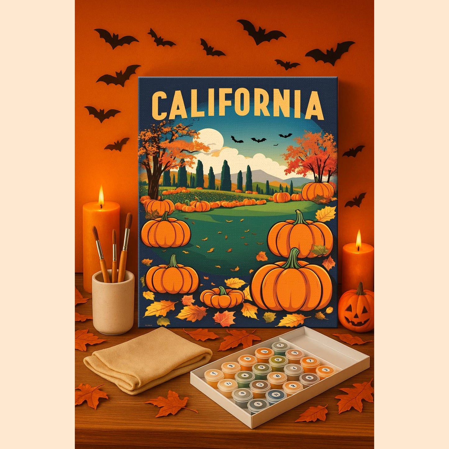 Halloween California US State - Paint by numbers kit