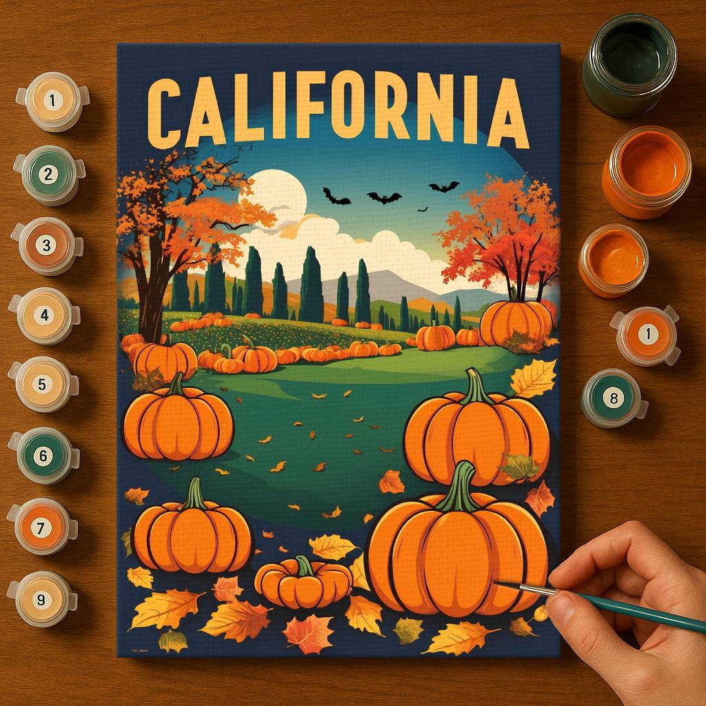 Halloween California US State - Paint by numbers kit