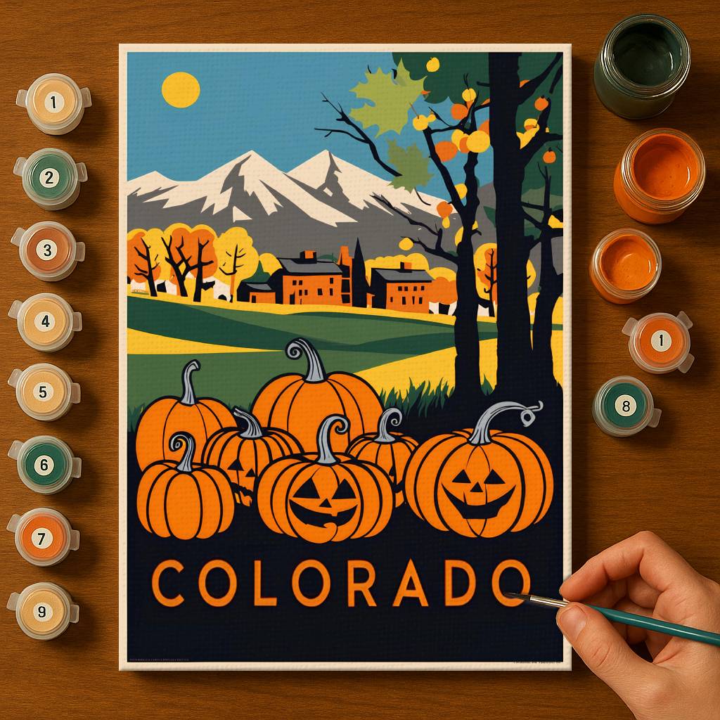Halloween Colorado US State - Paint by numbers kit