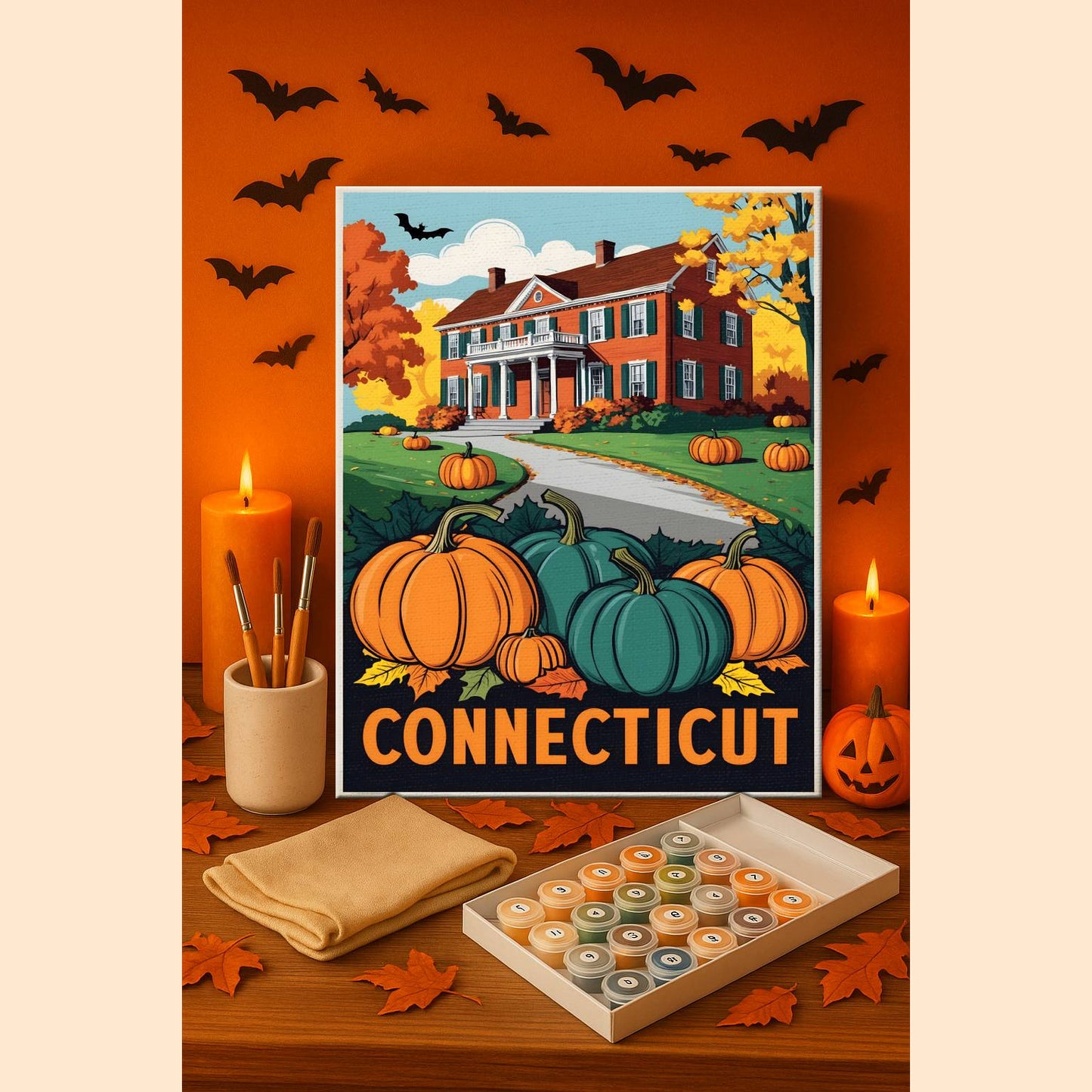 Halloween Connecticut US State - Paint by numbers kit