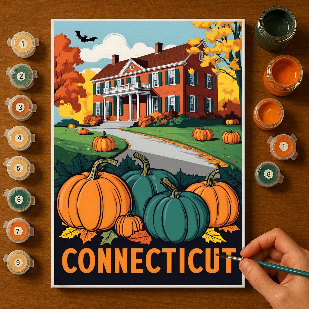 Halloween Connecticut US State - Paint by numbers kit