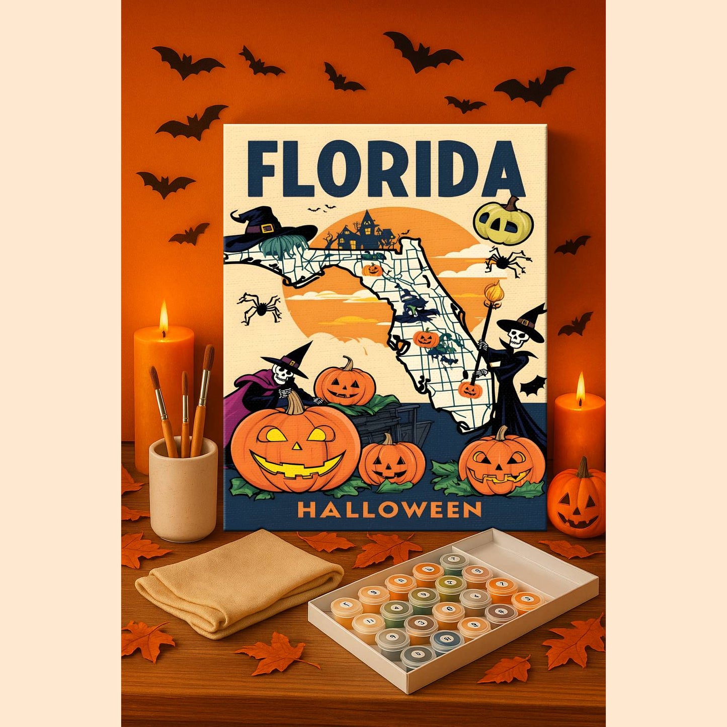 Halloween Florida US State - Paint by numbers kit