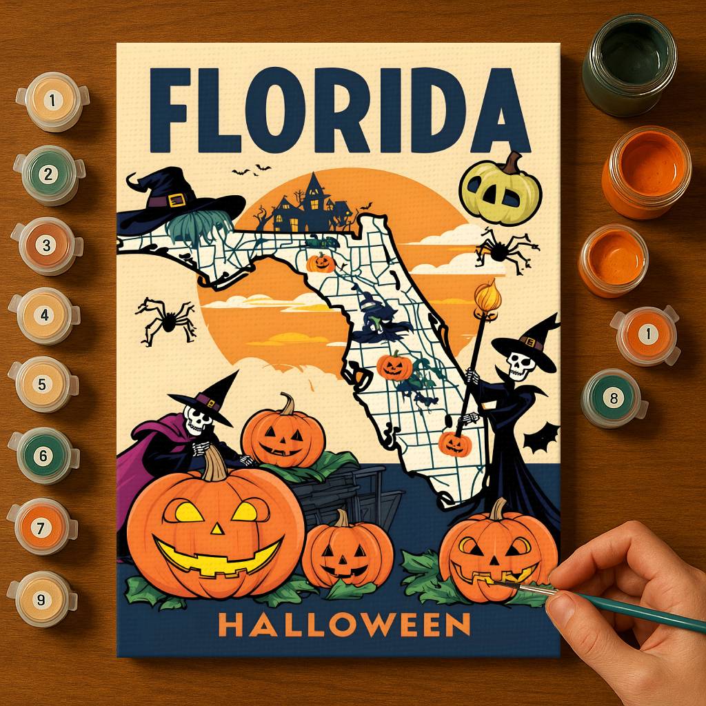 Halloween Florida US State - Paint by numbers kit