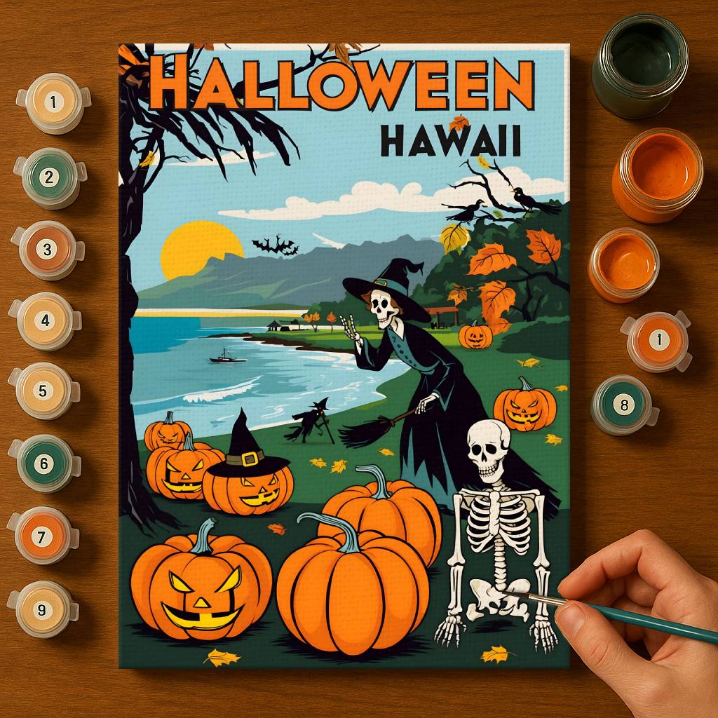Halloween Hawaii US State - Paint by numbers kit