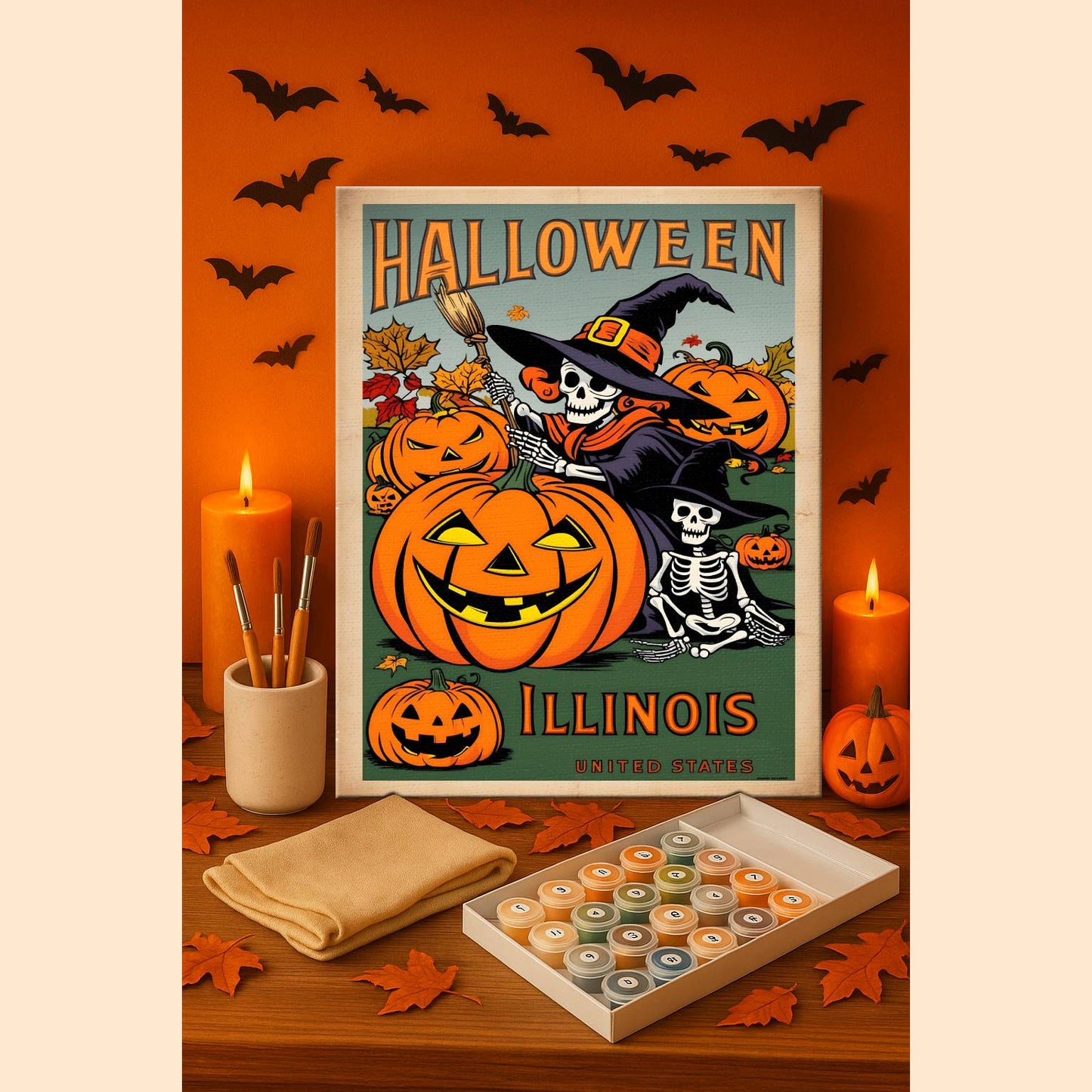 Halloween Illinois US State - Paint by numbers kit