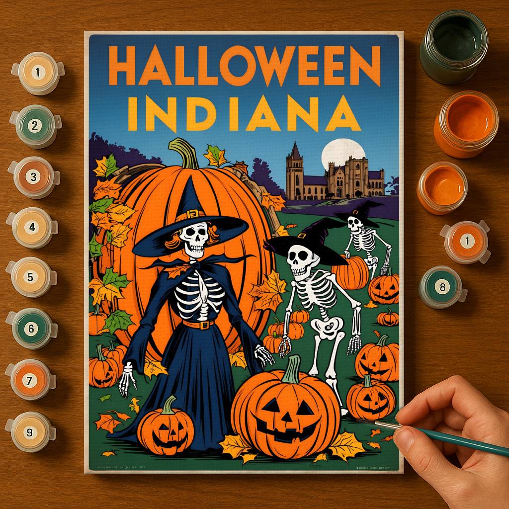 Halloween Indiana US State - Paint by numbers kit