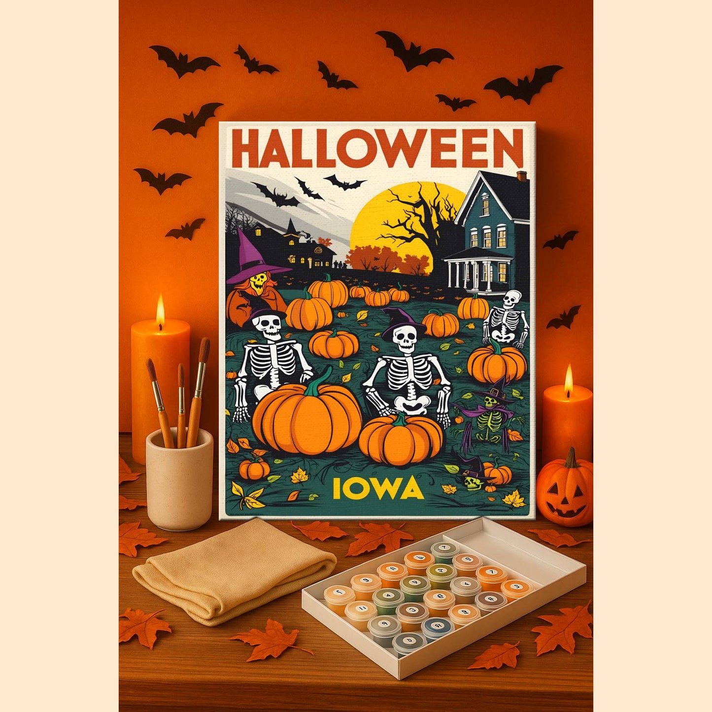 Halloween Iowa US State - Paint by numbers kit