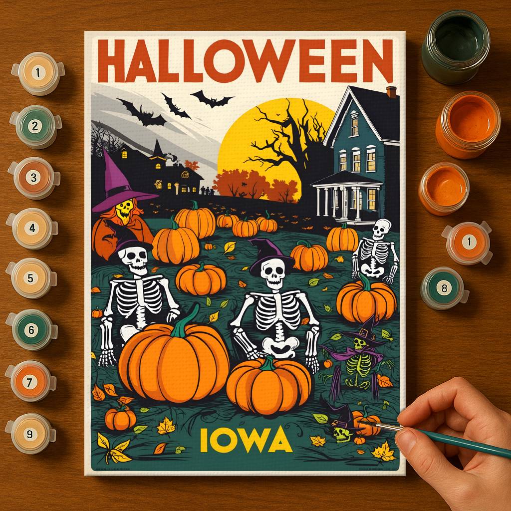 Halloween Iowa US State - Paint by numbers kit