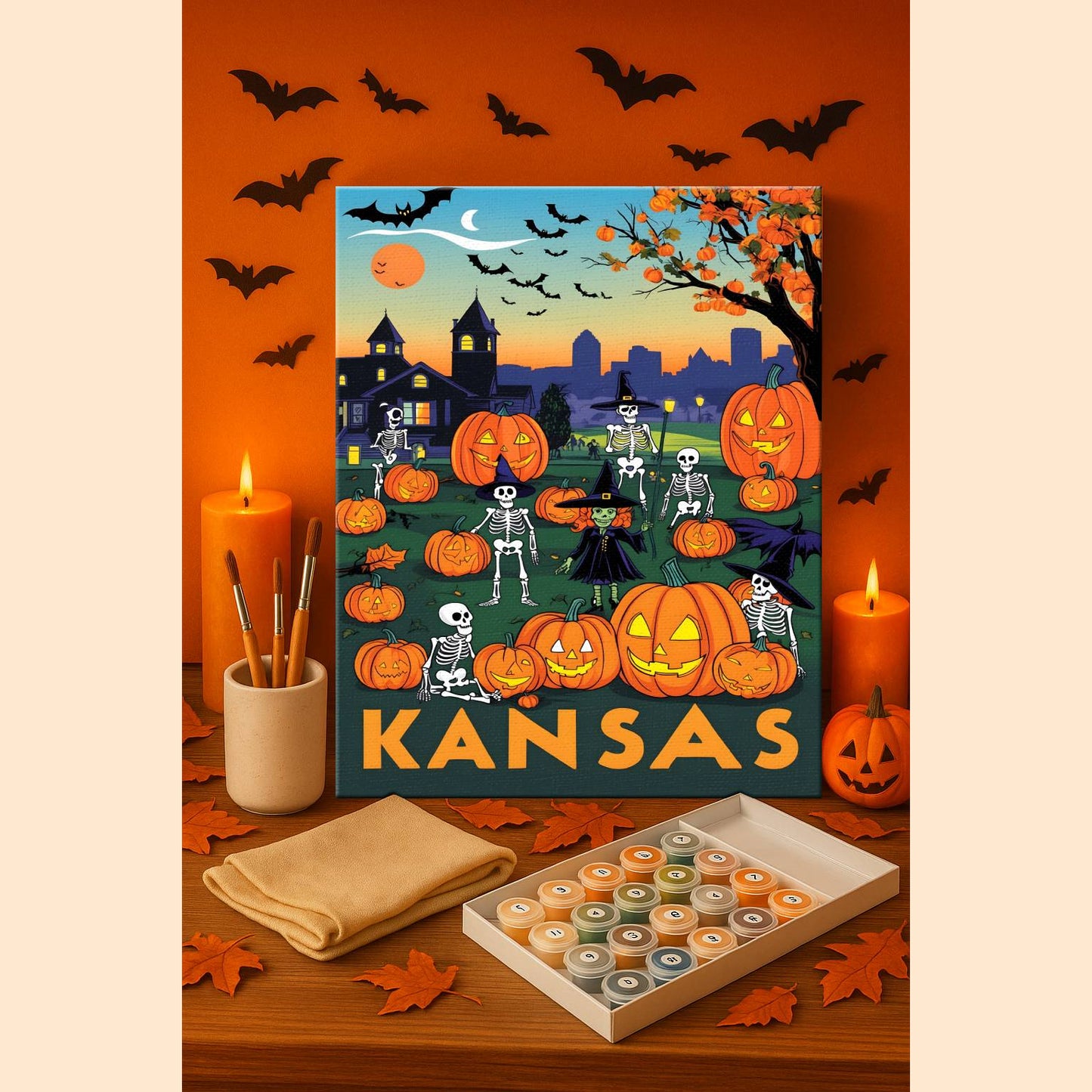 Halloween Kansas US State - Paint by numbers kit