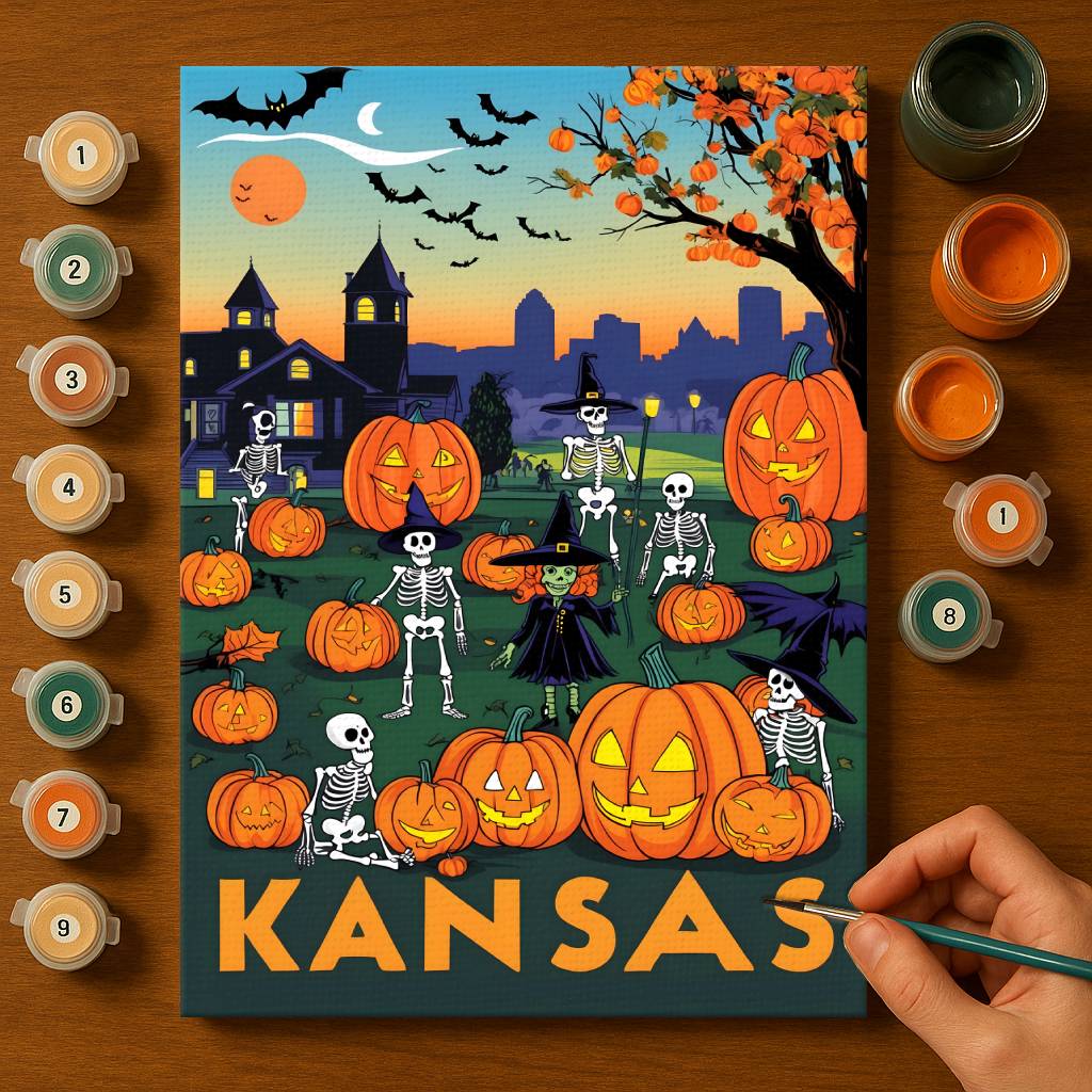 Halloween Kansas US State - Paint by numbers kit
