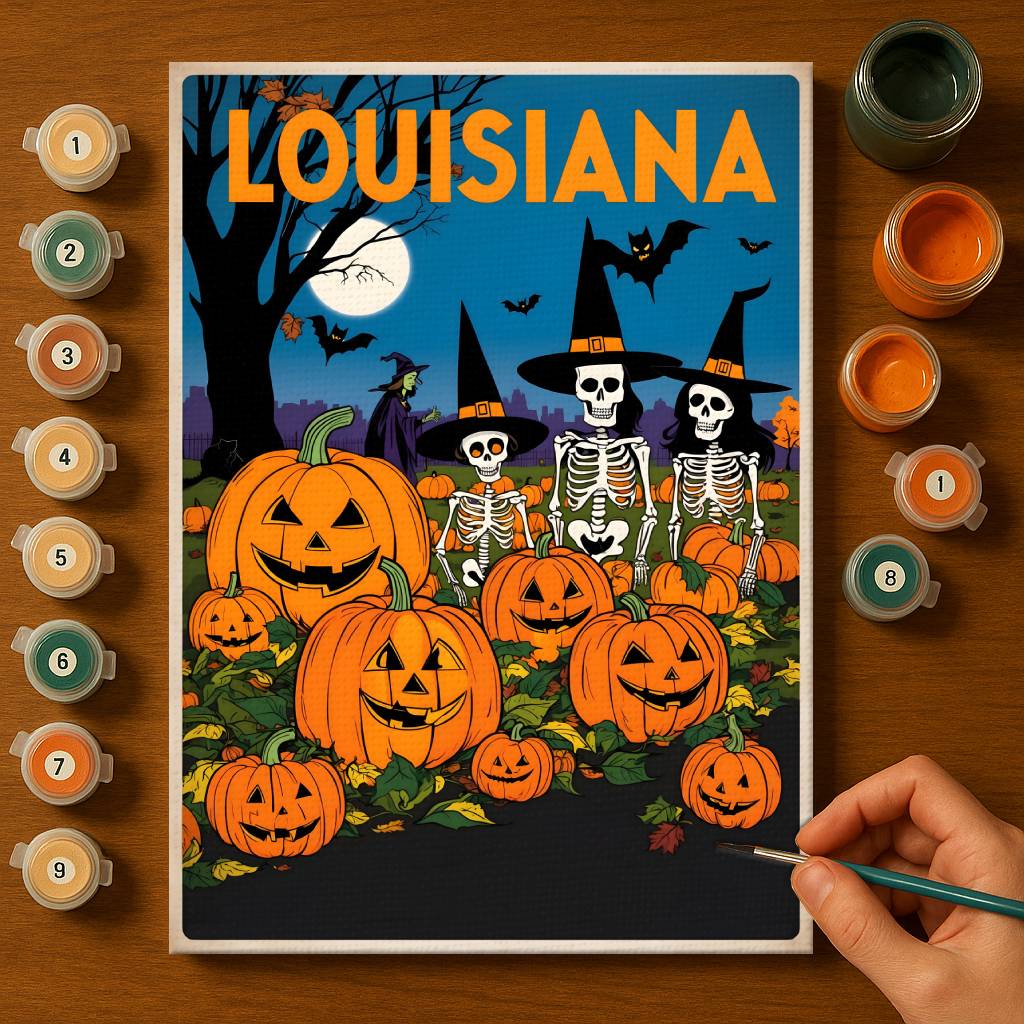 Halloween Louisiana US State - Paint by numbers kit