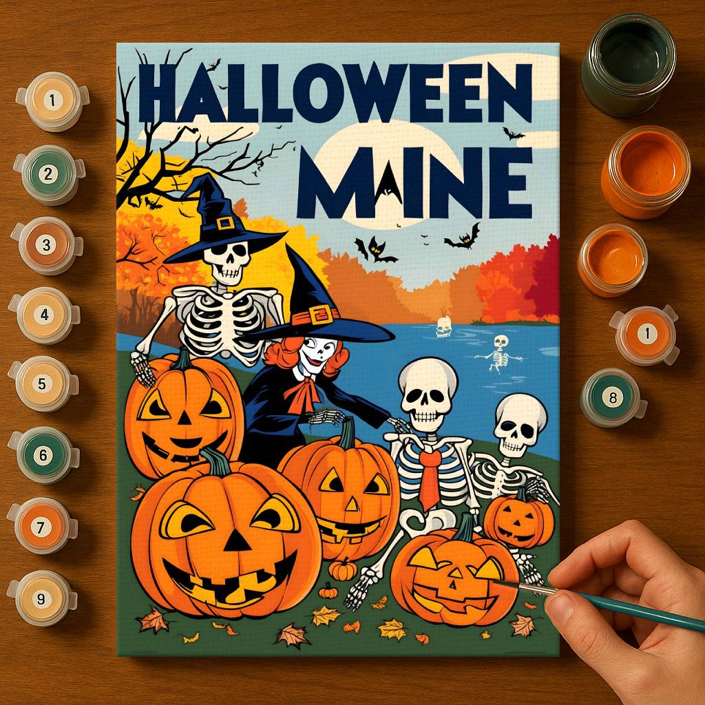 Halloween Maine US State - Paint by numbers kit