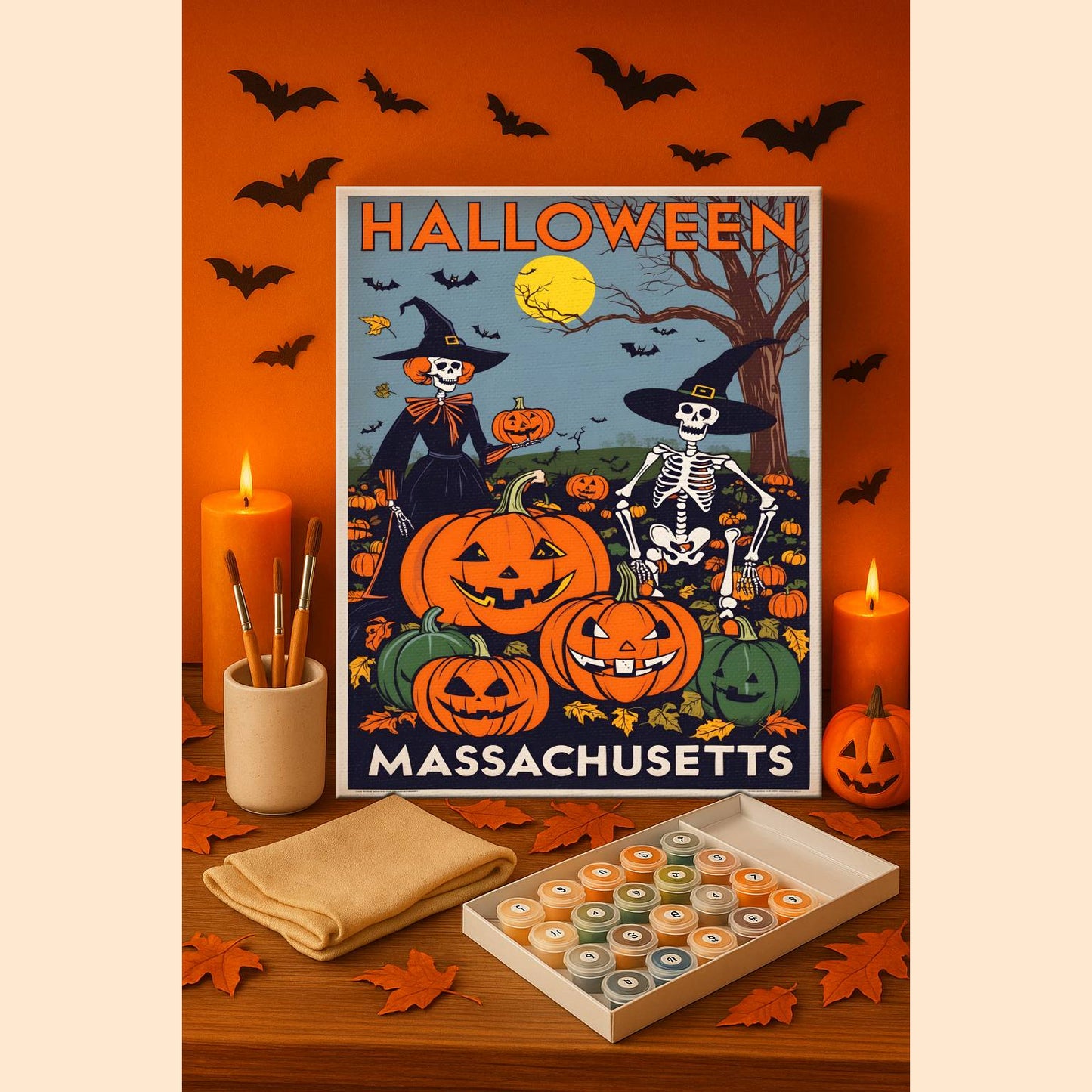 Halloween Massachusetts US State - Paint by numbers kit