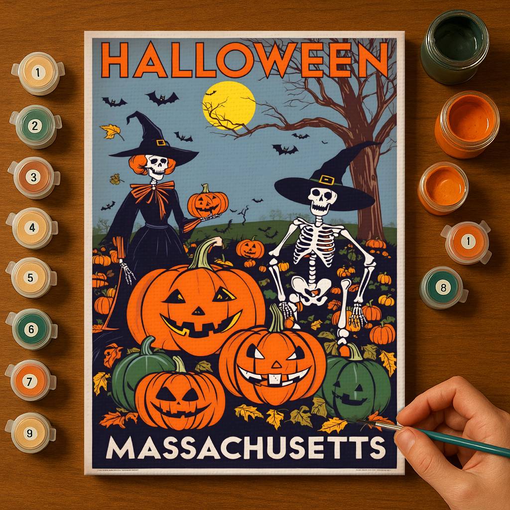 Halloween Massachusetts US State - Paint by numbers kit