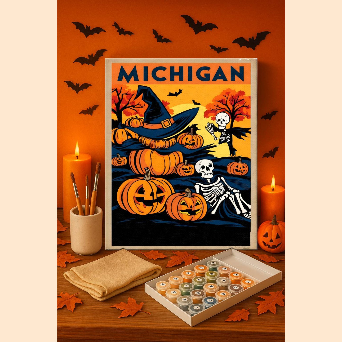 Halloween Michigan US State - Paint by numbers kit