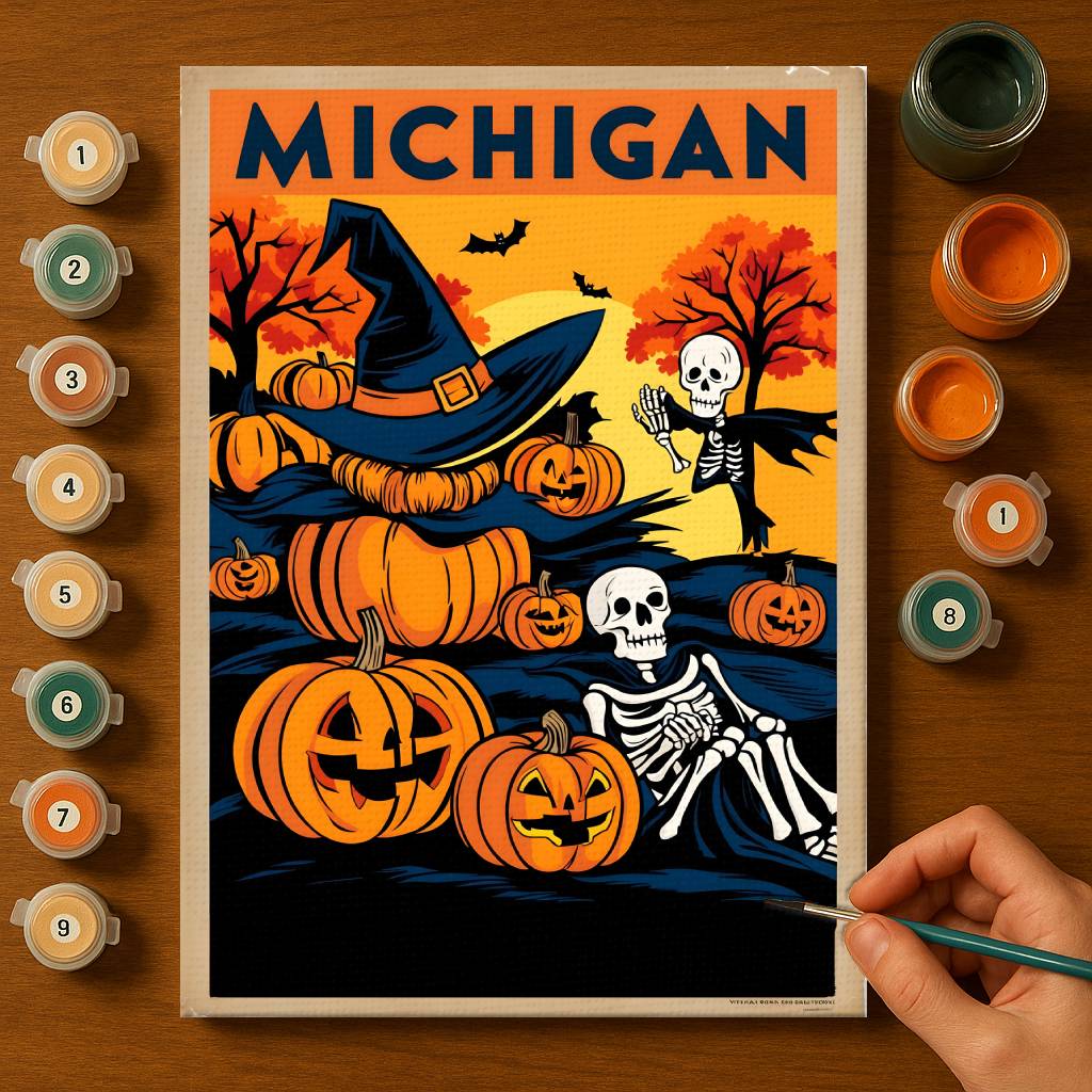 Halloween Michigan US State - Paint by numbers kit