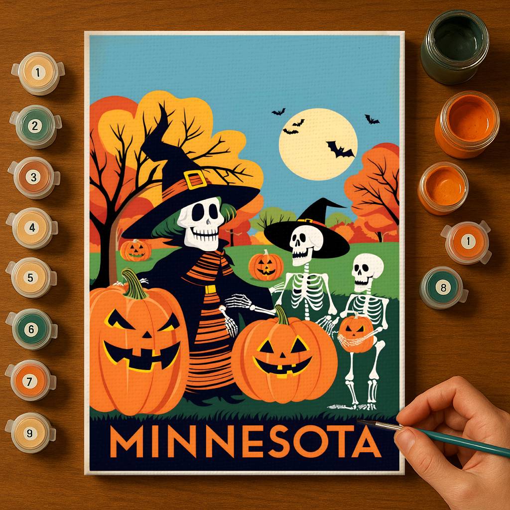 Halloween Minnesota US State - Paint by numbers kit