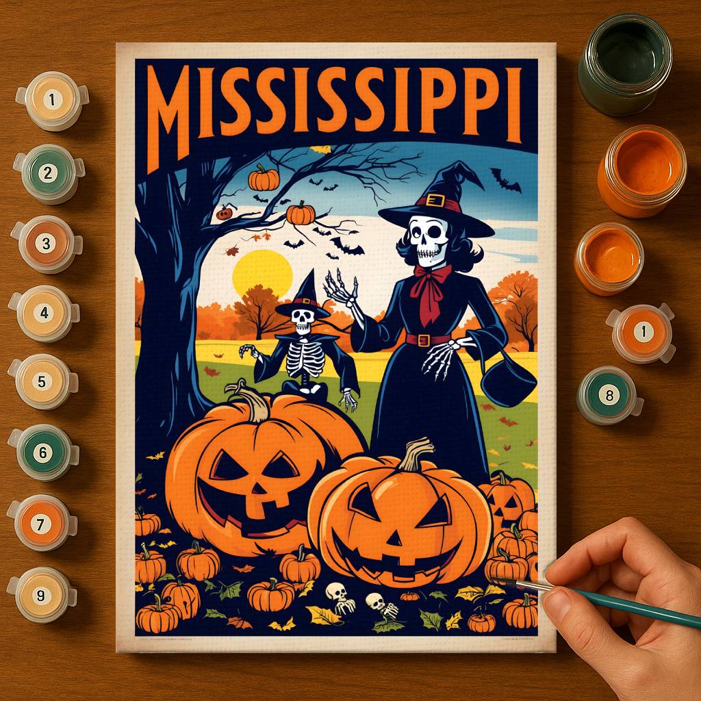 Halloween Mississippi US State - Paint by numbers kit