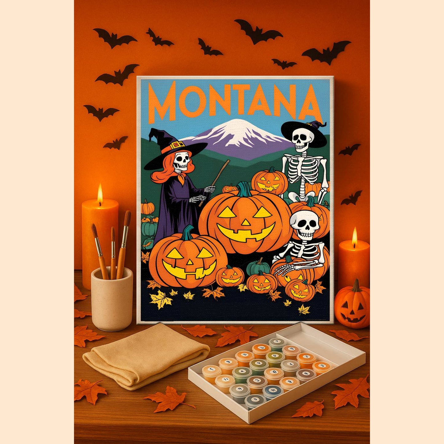 Halloween Montana US State - Paint by numbers kit
