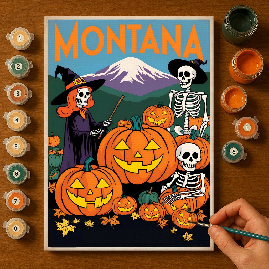 Halloween Montana US State - Paint by numbers kit