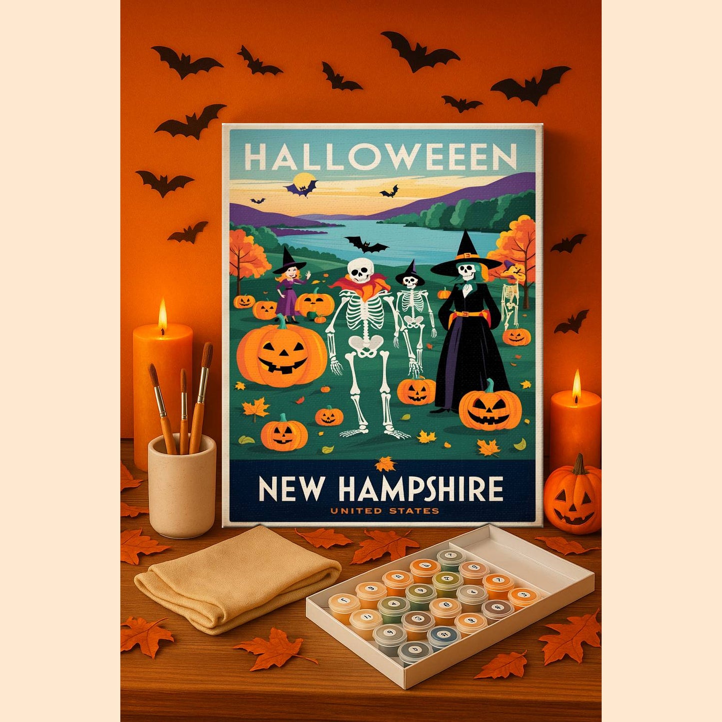 Halloween New Hampshire US State - Paint by numbers kit