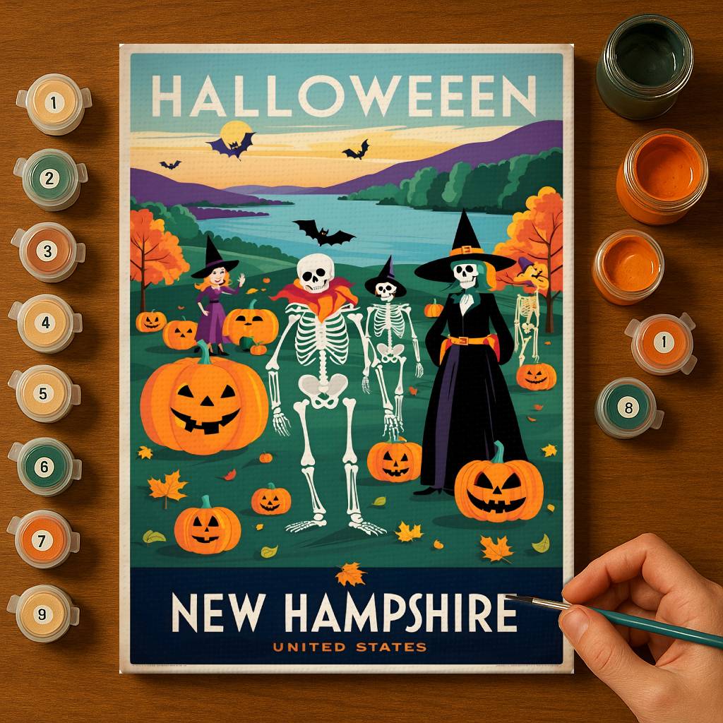 Halloween New Hampshire US State - Paint by numbers kit