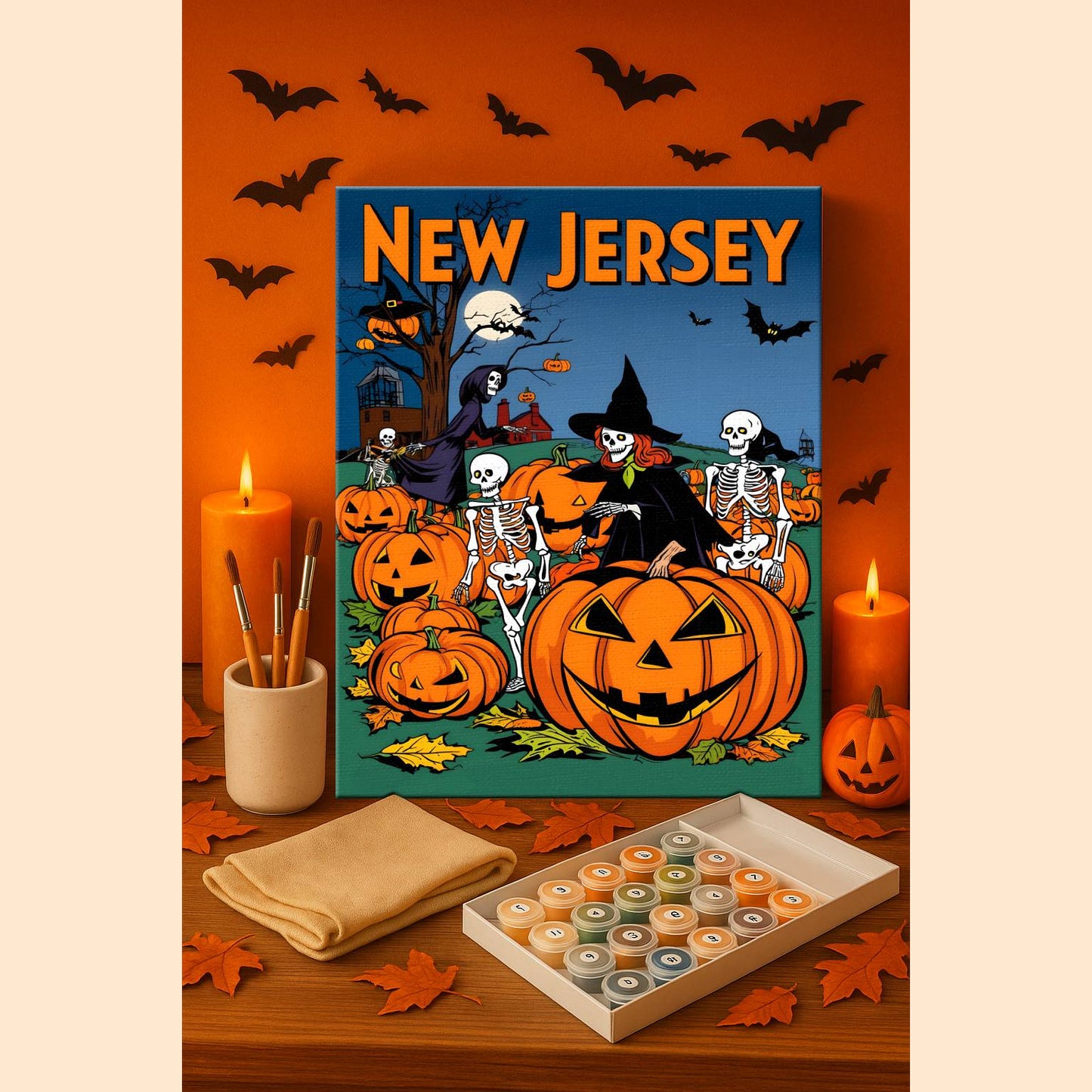 Halloween New Jersey US State - Paint by numbers kit