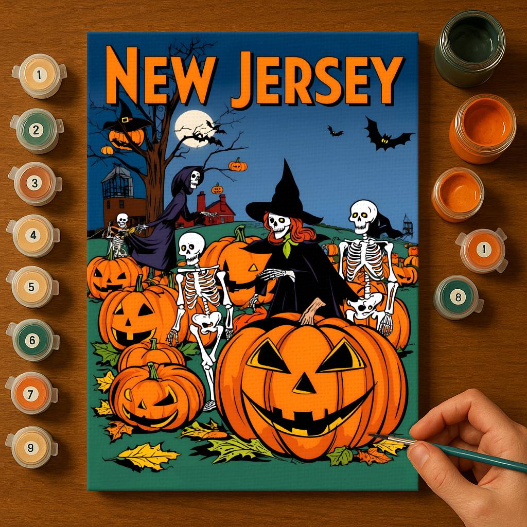 Halloween New Jersey US State - Paint by numbers kit