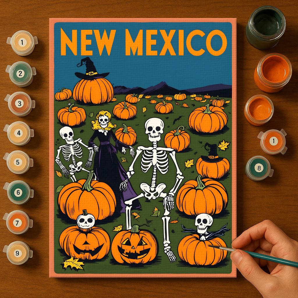 Halloween New Mexico US State - Paint by numbers kit