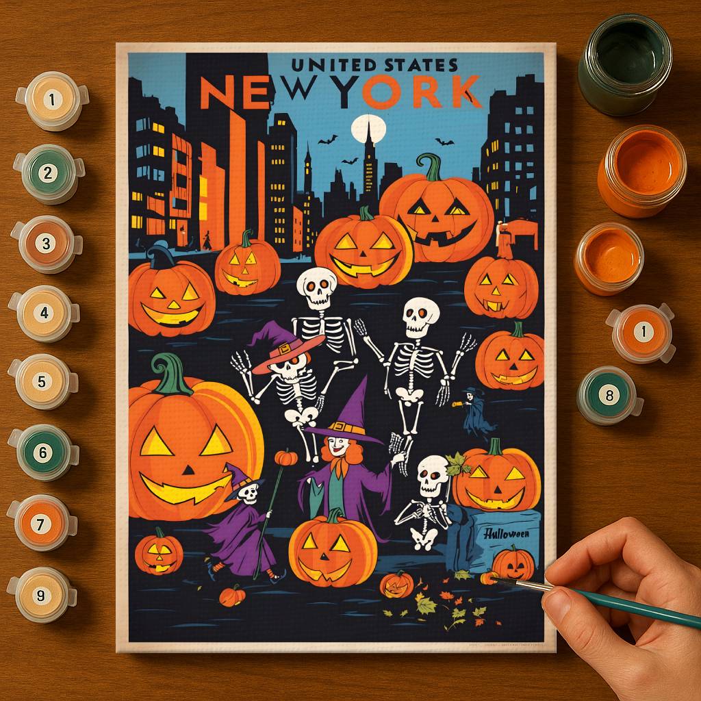 Halloween New York US State - Paint by numbers kit