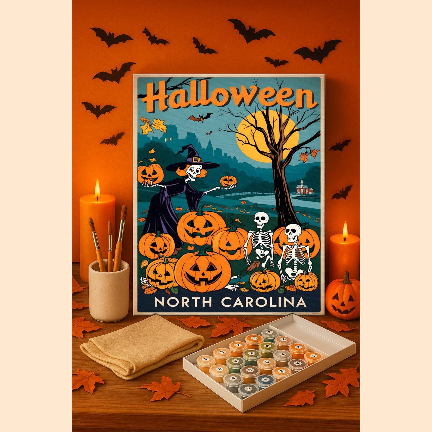 Halloween North Carolina US State - Paint by numbers kit