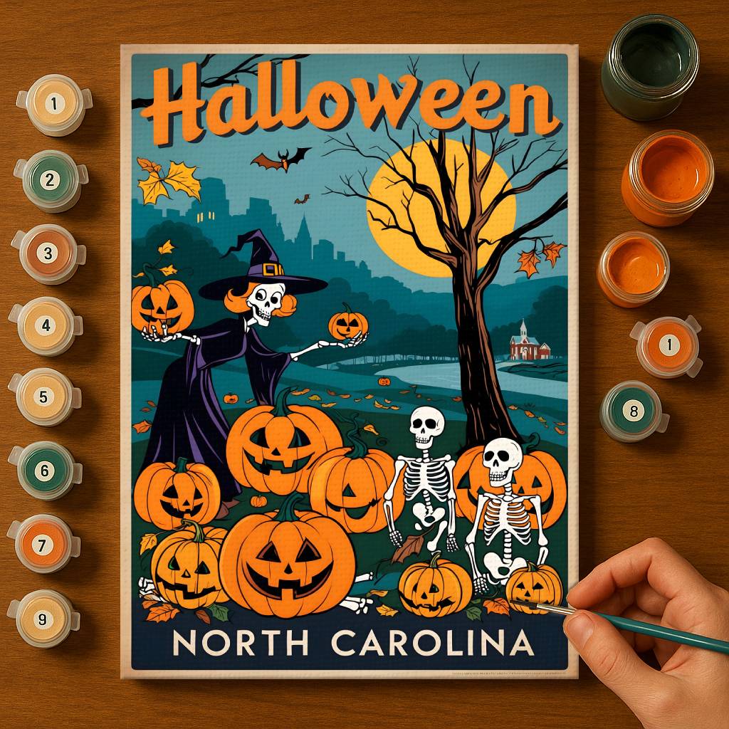 Halloween North Carolina US State - Paint by numbers kit