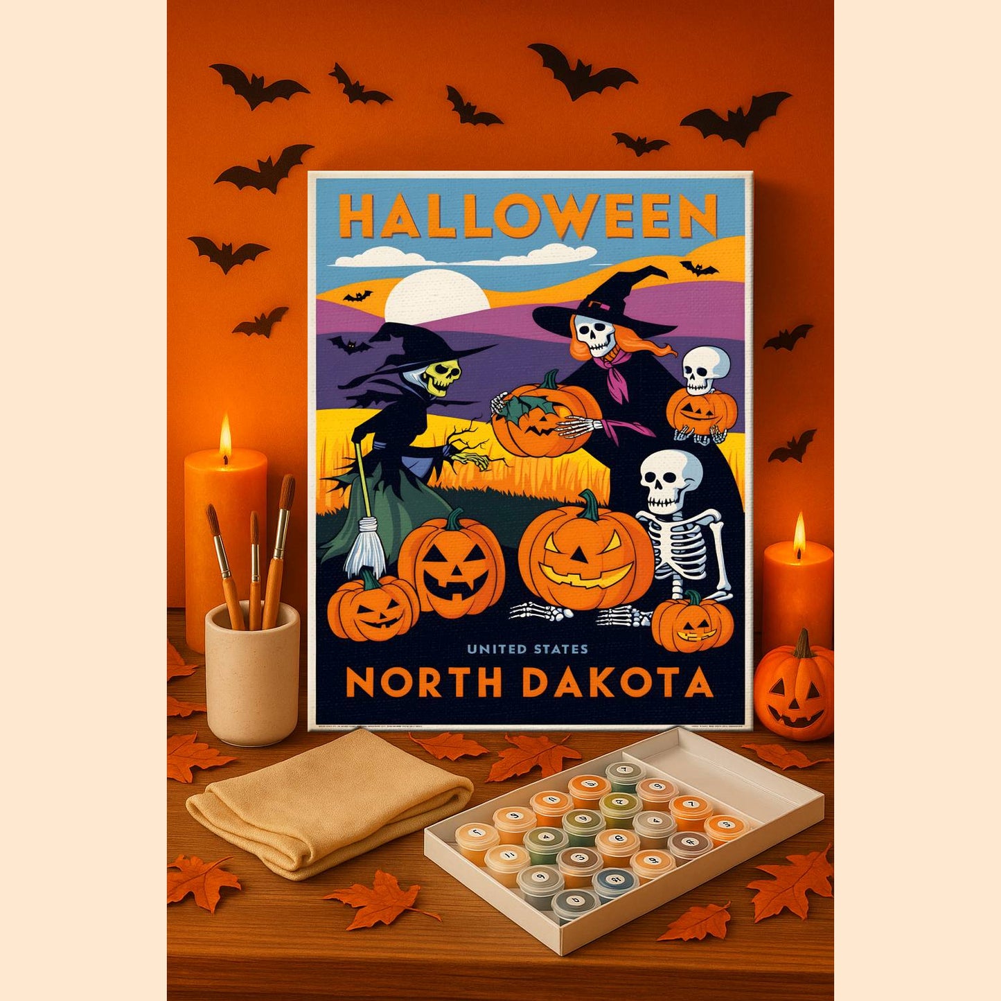 Halloween North Dakota US State - Paint by numbers kit