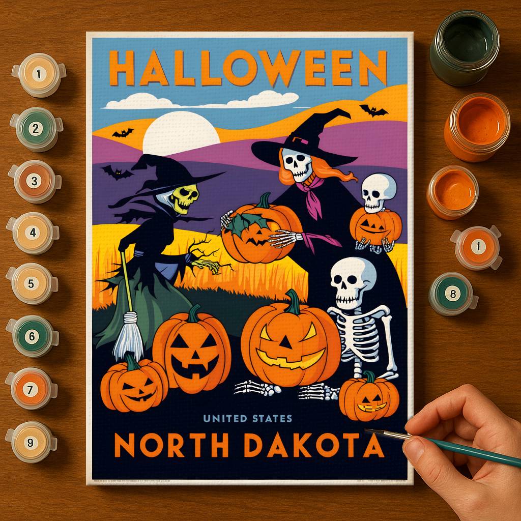 Halloween North Dakota US State - Paint by numbers kit