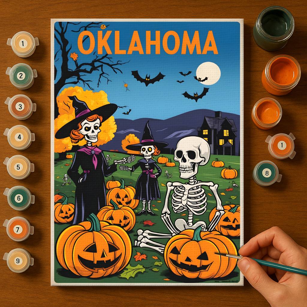 Halloween Oklahoma US State - Paint by numbers kit