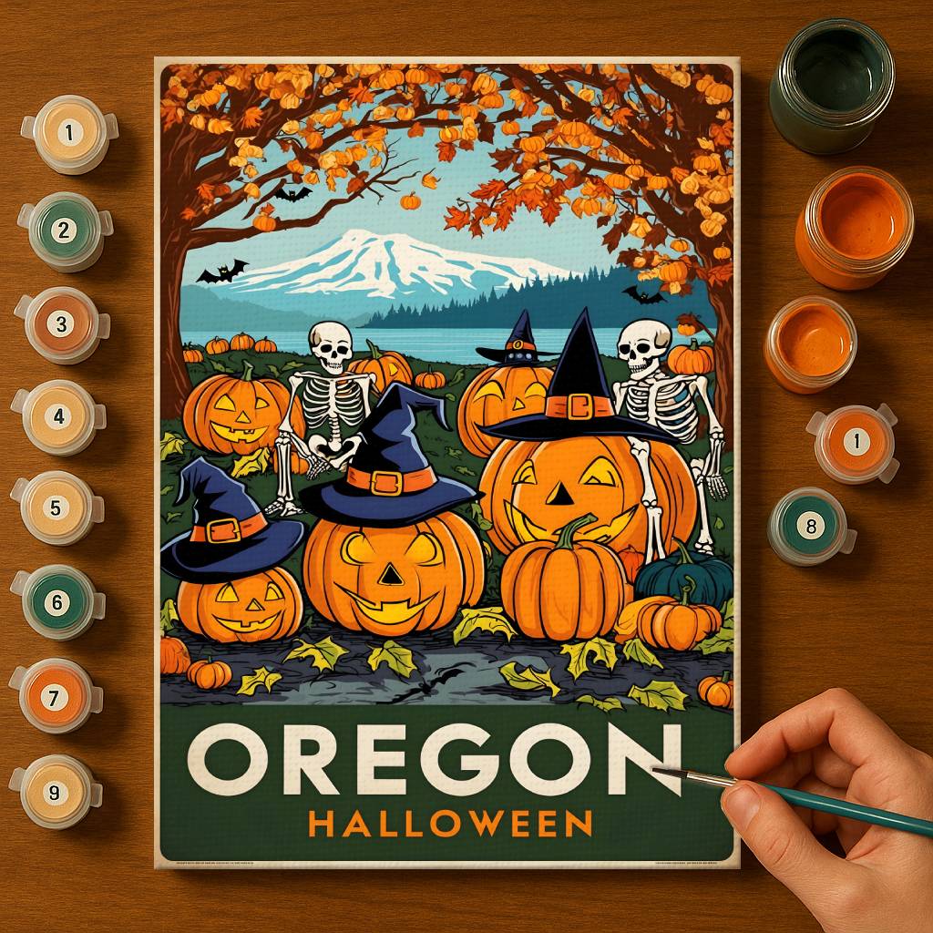 Halloween Oregon US State - Paint by numbers kit