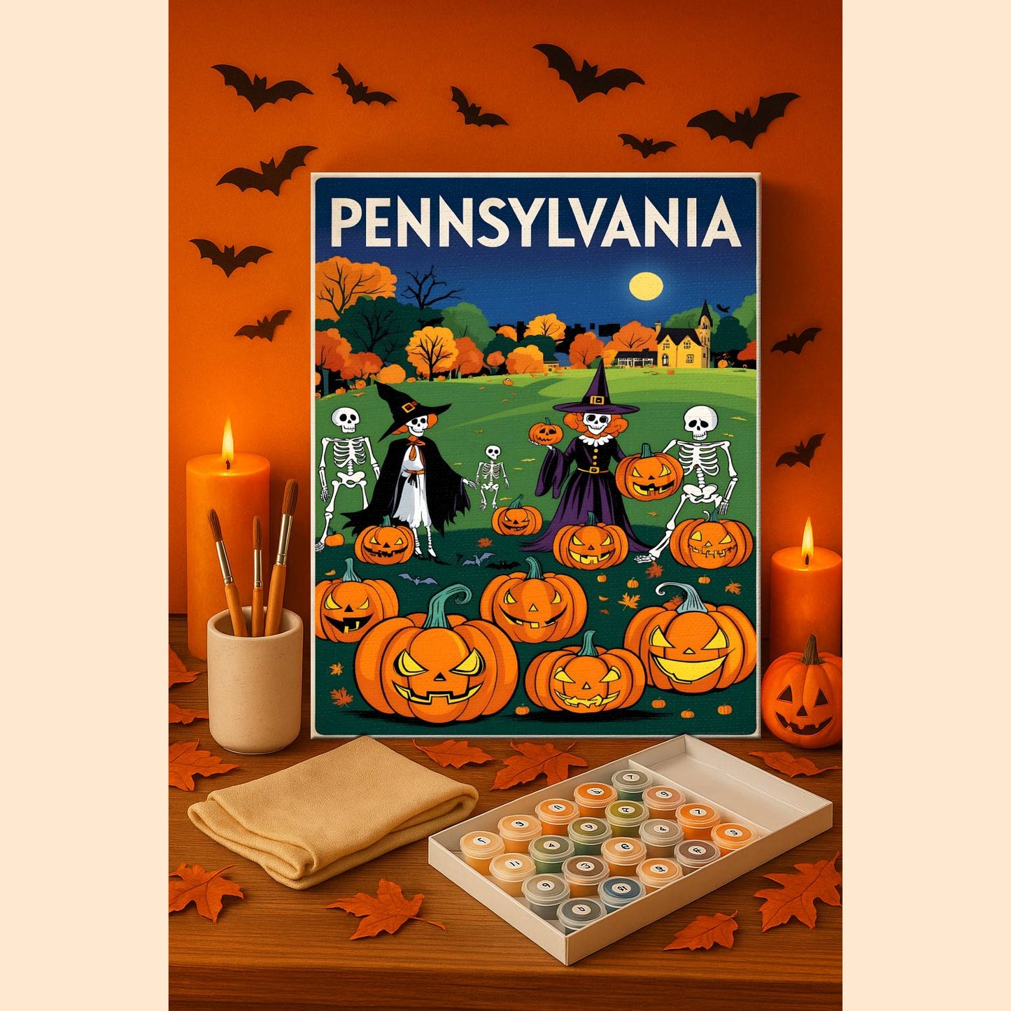 Halloween Pennsylvania US State - Paint by numbers kit