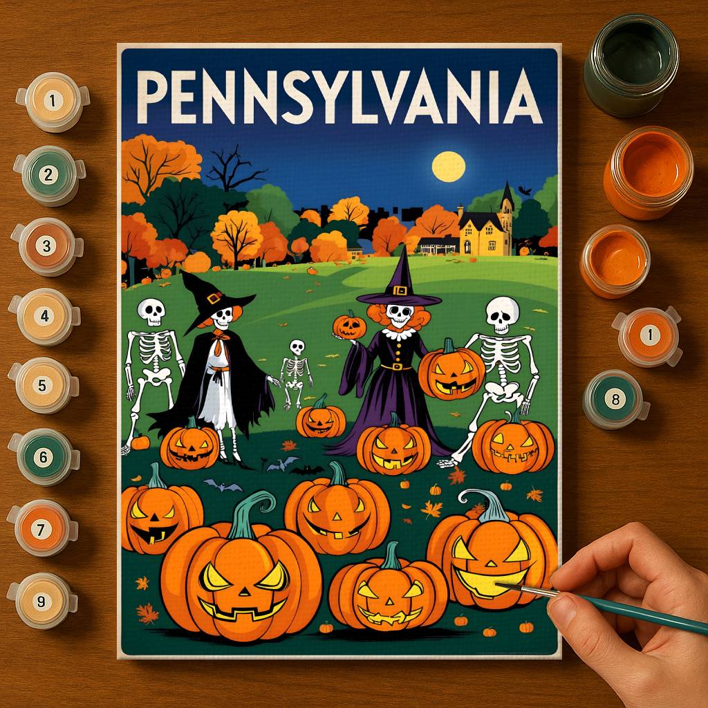 Halloween Pennsylvania US State - Paint by numbers kit