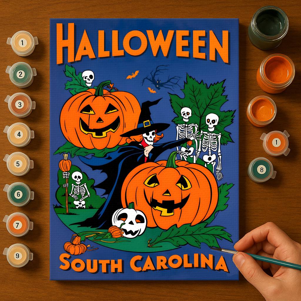 Halloween South Carolina US State - Paint by numbers kit