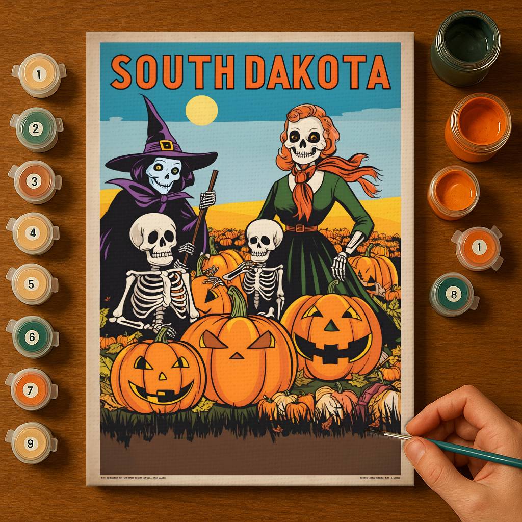 Halloween South Dakota US State - Paint by numbers kit