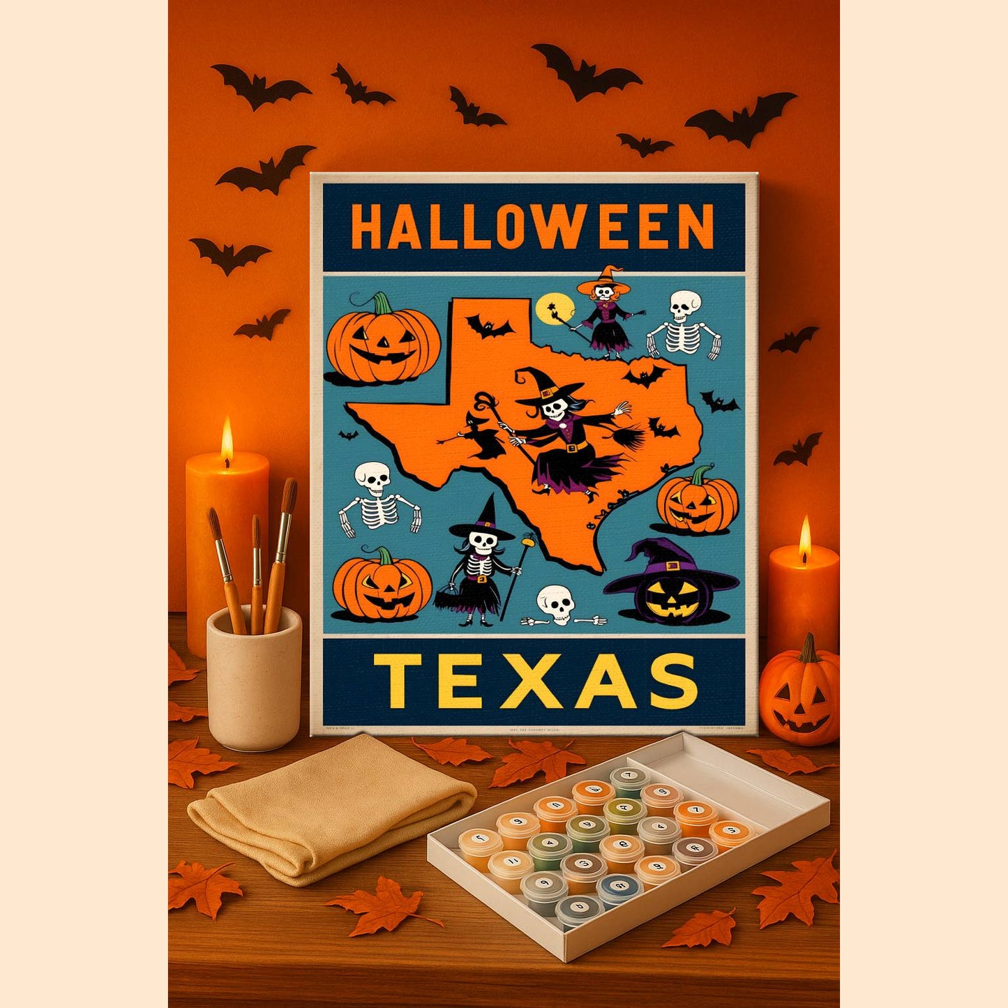 Halloween Texas US State - Paint by numbers kit