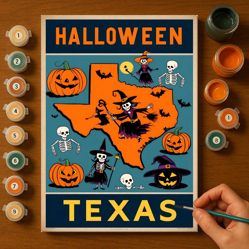 Halloween Texas US State - Paint by numbers kit