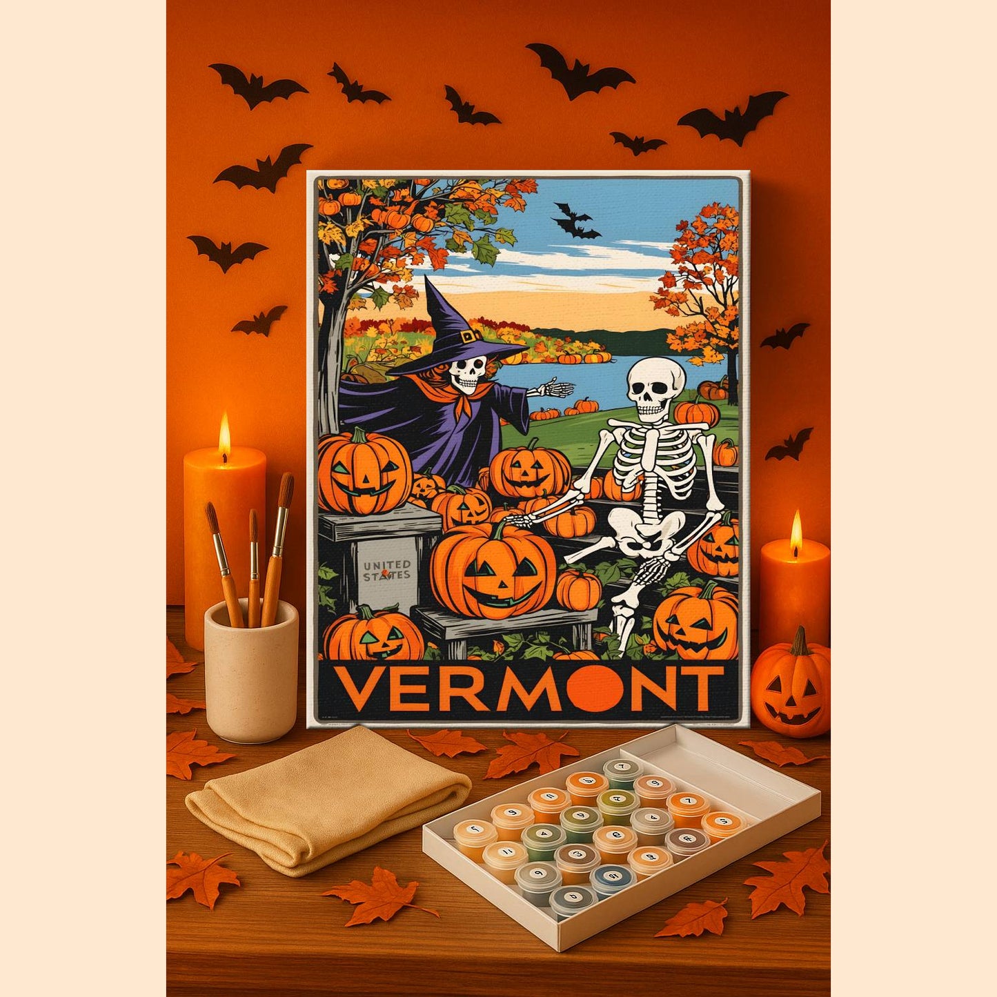 Halloween Vermont US State - Paint by numbers kit