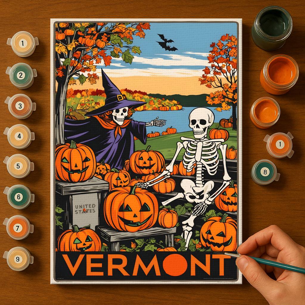 Halloween Vermont US State - Paint by numbers kit