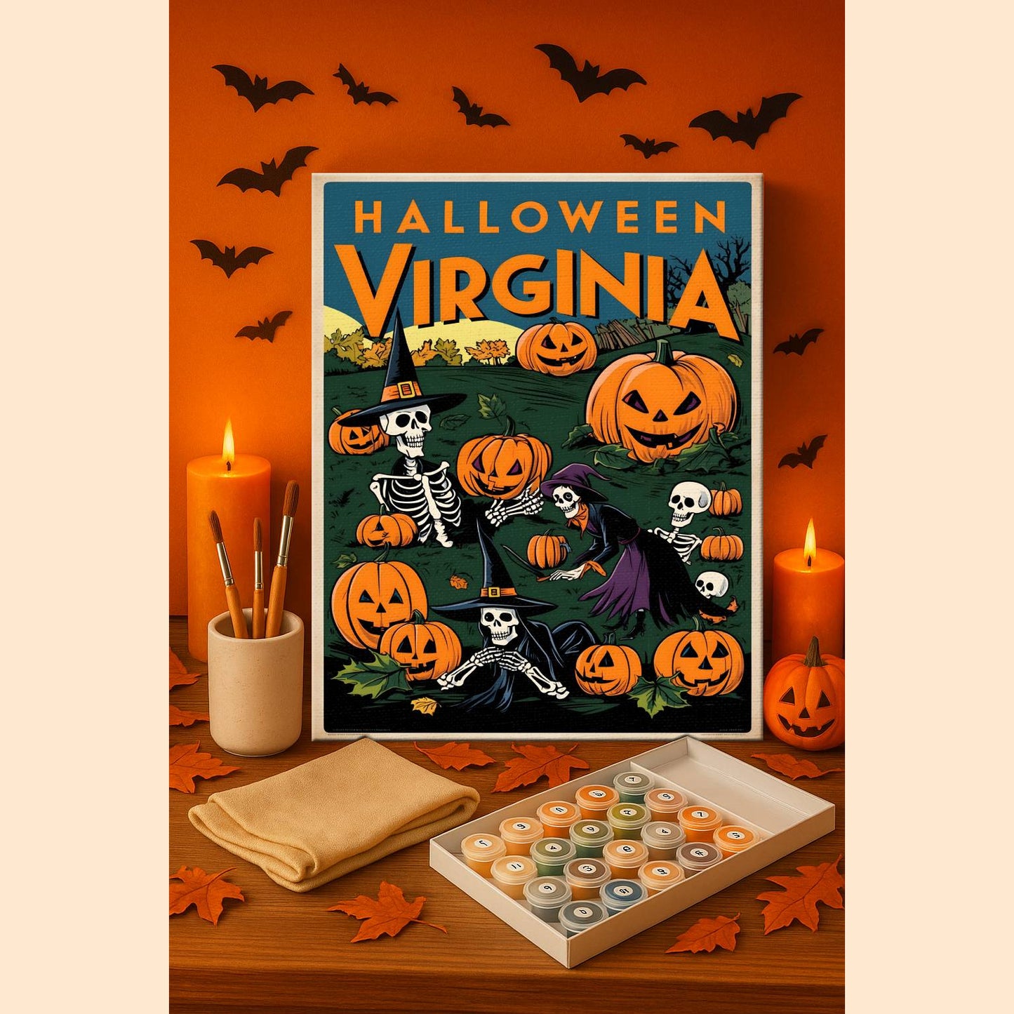 Halloween Virginia US State - Paint by numbers kit