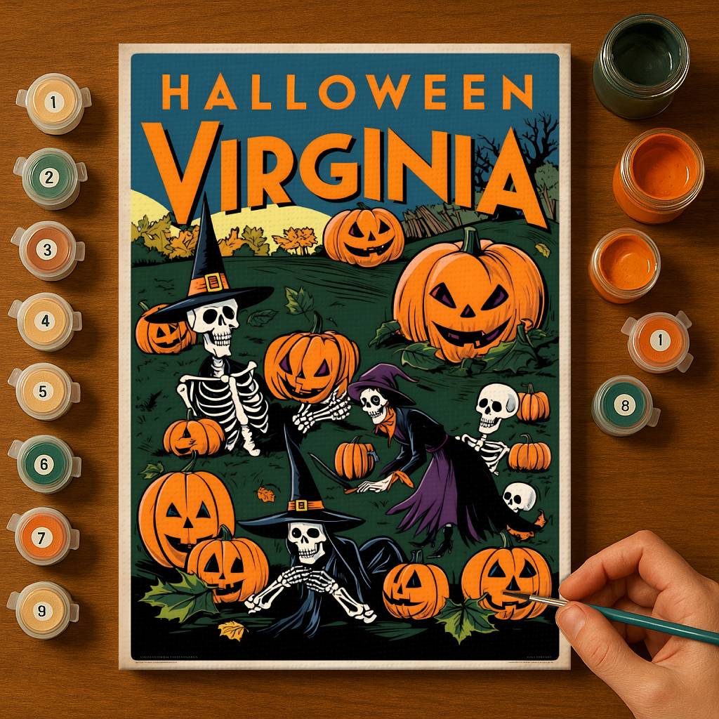 Halloween Virginia US State - Paint by numbers kit