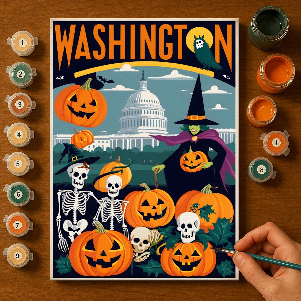 Halloween Washington US State - Paint by numbers kit