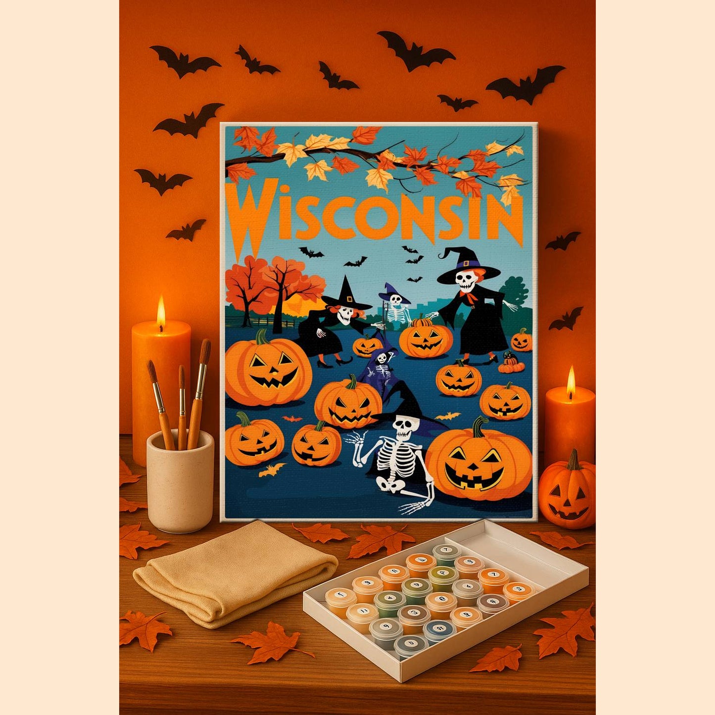 Halloween Wisconsin US State - Paint by numbers kit